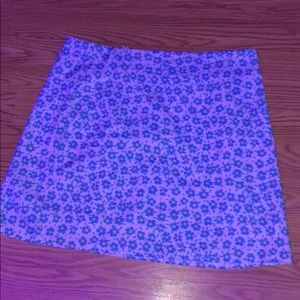 blue flowered skirt
